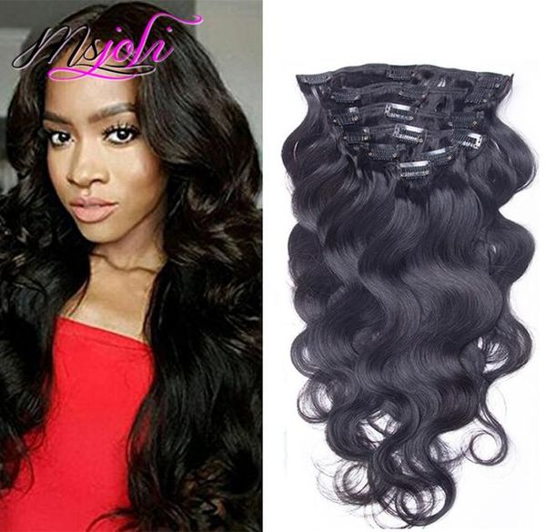 

clip in human hair extensions body wave virgin malaysian human hair extensions clips ins 7pcsset 140gg for whole head clip in hai5878434, Black;brown