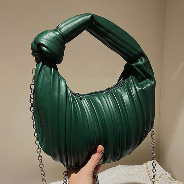 

waist bags 2023 luxury women ruched wrist clutch retro personality designer allmatch green crossbody chain messenger 230522