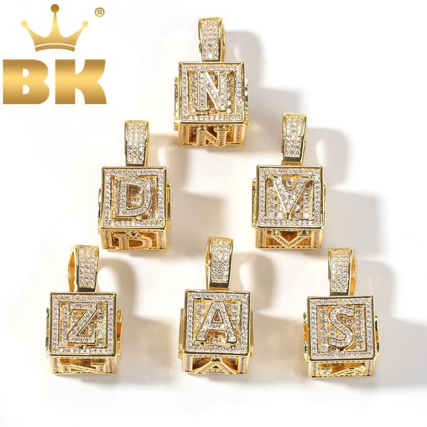 

necklaces the bling king solid square block letter pendant necklace english initial baby letters fashion iced out cubic zirconia jewelry, Silver