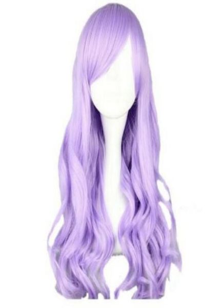

charming long wave light purple synthetic heatresistant cosplay wig6591522, Black
