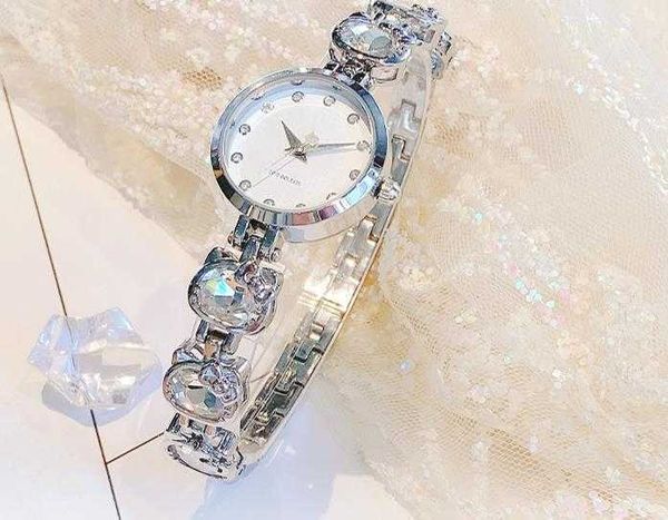 

crystal fashion watch female junior high school student quartz waterproof water diamond small and exquisite bracelet gemstone rings luxury w, Slivery;black