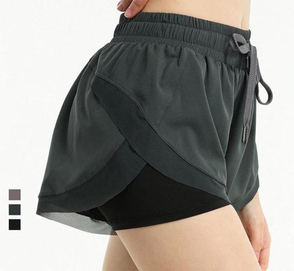 

running shorts tummy control women 2 in 1 hidden pocket drawstring yoga short woman sports gym fitness sportswear6828139, Black;blue