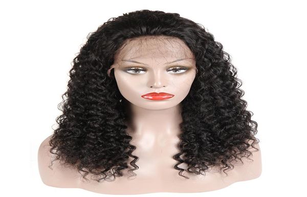 

kinky curly human hair lace front wigs with baby hair brazilian malaysian peruvian indian mongolian curly virgin hair wigs for bla5901023, Black;brown