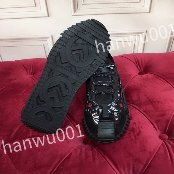 

designer casual shoes mens vintage trainers striped sneakers women fashion shoes lace-up platform sneaker, Black