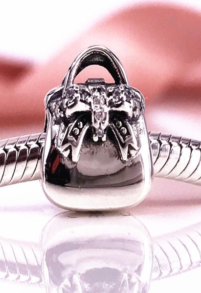 

handbag silver charm with cubic zirconia charm fit diy pandora bracelet authentic 925 sterling silver 791534cz3382244, Black