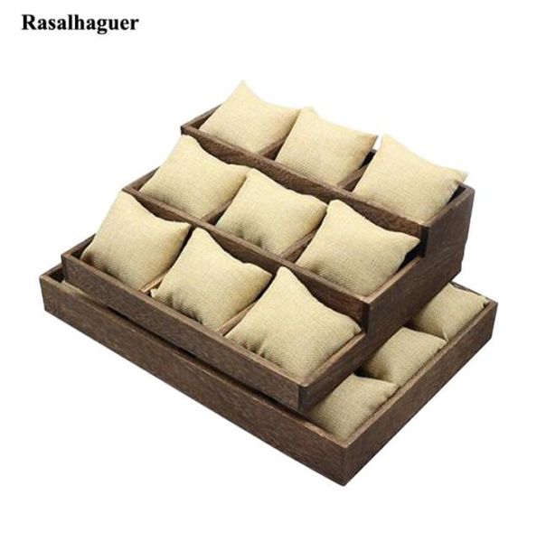 

selling new arrival fashion wooden jewelry tray jewellery organizer with linen pillow holder for waist watches bracelets bangl2632938, Black