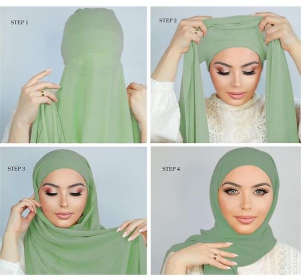 

pin instant chiffon hijab scarf undercaps women hijabs with inner underscarf caps islam muslim headscarf 2207186255472, Blue;gray