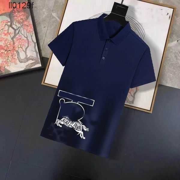 

summer men's t-shirt fashion burbrerys designer polo shirt bur berrylapel short sleeve shirts business men t-shirts large size m--4xl y, White;black
