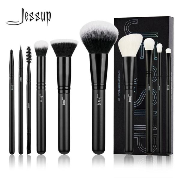 

jessup makeup brushes set 10pcs powder foundation eyeshadow eyeliner brush with mixed goat hair concealer blush eyebrow broach 2203192477