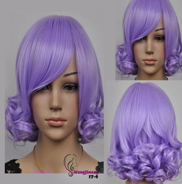 

gtgtgt women light purple short curly cosplay wig0123458934844, Black;brown