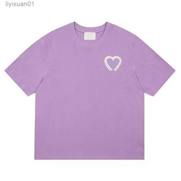 

colors mens t shirt shirts for men designer short sleeve amis embroidered red heart solid color big love round neck womens paris t-shirt 5 m, White;black