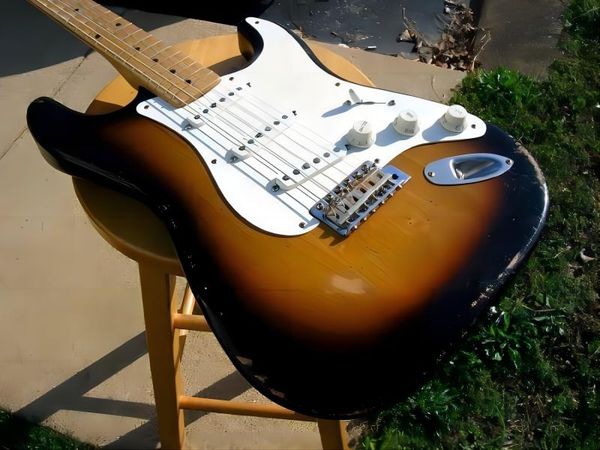 

2011 3 tone sunburst maple neck cool aging st electric guitar oem available in stock