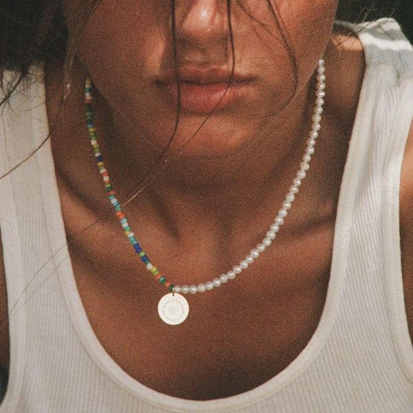 

necklaces trendy pearls beads handmade beaded necklace, Silver