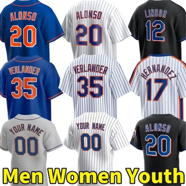 

custom baseball jerseys pete alonso justin verlander francisco lindor kodai senga jeff mcneil max scherzer starling marte eduardo escobar cu, Blue;black
