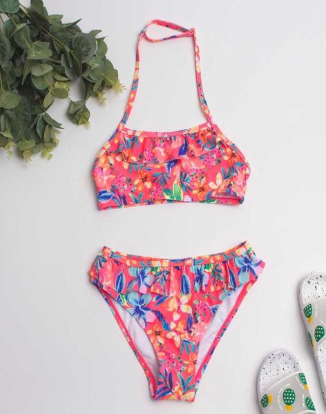

214 years flower falbala girls swimwear swimsuit multi style children bikini set hollow out kids biquini bathing suit2209403