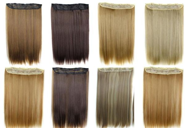 

clip in hair extension ponytails synthetic straight hair pieces 5clips 60cm 120g clip on hair extenions more colors9401480, Black;brown