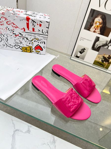 

designer slippers sandals for women summer casual fashion luxury ladies classic flat leather solid 0516, Black