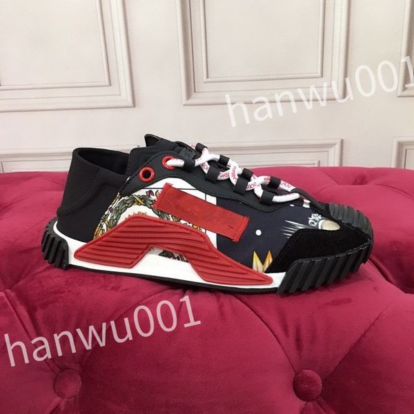 

luxury designer fashion mens casual shoes striped vintage shoes vintage trainers lace-up platform sneaker, Black