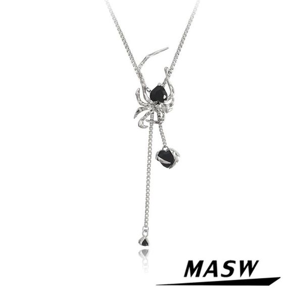 

necklaces masw cool design black spider pendant necklace fashion jewelry original design hip hop chain necklace for women party gifts, Silver