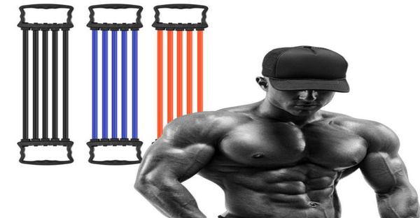 

5 tubes adjustable elastic resistance chest expander band tpr rubber muscle hand exerciser training tool gym fitness equipment 2203360529