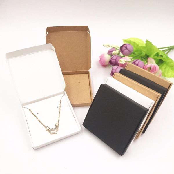 

boxes 50set jewelry displays paper boxes for pendant/earring/necklace carrying cases wedding jewelry set gift packing box 6*6*1cm, Black;white