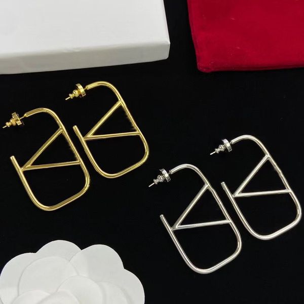 

valentity women 5cm designer stud earrings gold silver color classic brass engagement earring, Golden;silver