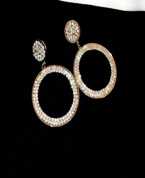 

bling bling new ins trendy fashion luxury designer super glittering diamond zircon big circle stud earrings for woman girls4966960, Golden;silver