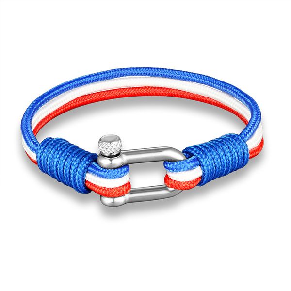 

world cup flags colorful paracord bracelet stainless steel clasp bracelets, White