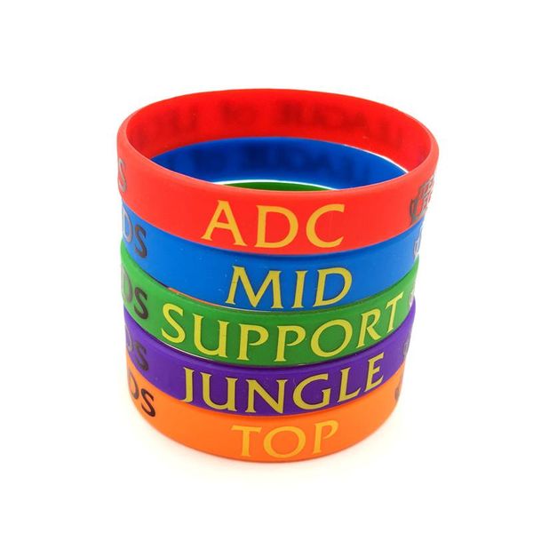

bangle lol bracelet league of legend wristband silicon bracelet with adc jungle mid support dota 2 printed band wholesale 50pcs/lot, Black