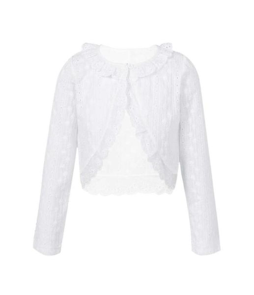 

jackets girls jacket kids long sleeve ruffle lace flower bolero shrug short cardigan birthday wedding party princess dress cover u1214228, Blue;gray