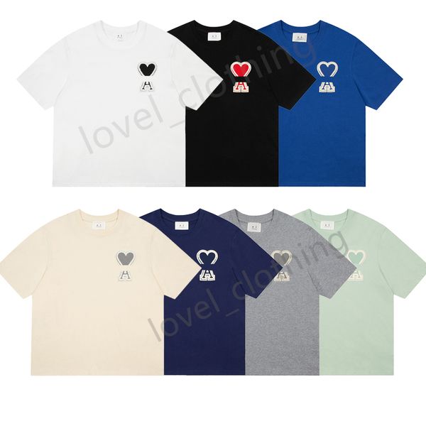 

Mens women T shirts Designer short sleeve Summer Fashion brand leisure loose tide High quality Cottons heart print Luxurys tops Clothing Size S-XL, 2_a