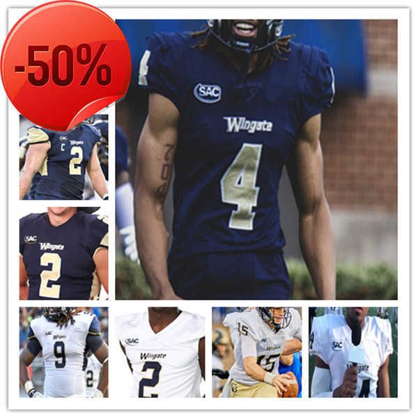 

custom 2021 wingate university football jersey ethan evans shaw crocker jesiah carlton jacob satterfield anderson trevor grant kamal desor k, Black;red