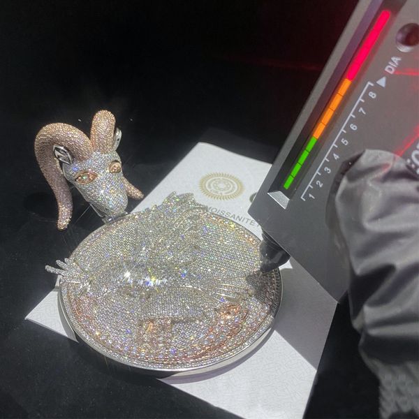 

925 silver moissanite hip hop pendant rose gold mixed silver pass diamonds test 3 inch iced out pendants cuba chain custom made silver gold