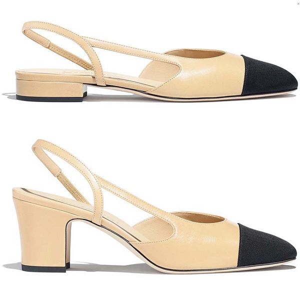

2023 fashion high heels designer shoe women ladies dress shoes sandals spring autumn round toe box dust bag apricot 6.5cm 35-41, Black
