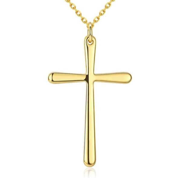 

18k gold plated cross pendant necklace fashion jewelry christmas gifts for women good quality 1058019, Silver