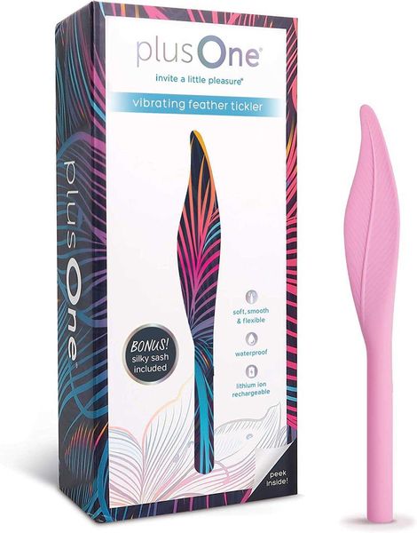 

factory outlet plusone vibrating feather tickler with silk smooth purple