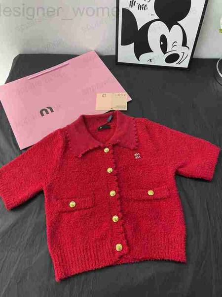 

women's sweaters designer 2023 women luxury lapel neck fashion patch letter gold button decorative knitted short top, White;black