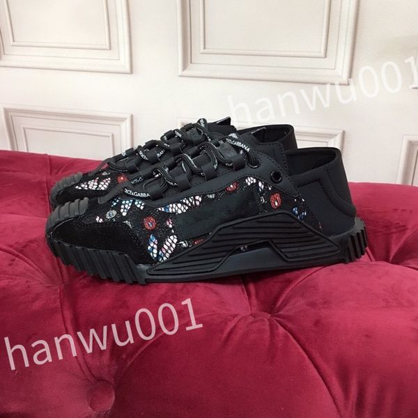 

new designer casual shoes mens vintage trainers striped sneakers women fashion shoes lace-up platform sneaker, Black