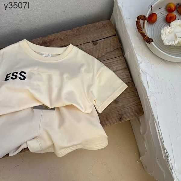 

es ess sets boys tracksuits casual letter baby girls kid t shirts pants infants children short sleeve shorts youth toddler clothing k32c, Gray