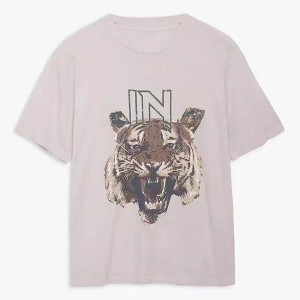 

2023 new designer heavy cotton tshirt men's and women's loose pullover couple t-shirt animal print short sleeve crewneck fashion t, White