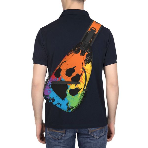

gay bear paw pride sling crossbody backpack men custom glbt lgbt rainbow pride chest shoulder bag for cycling camping daypack