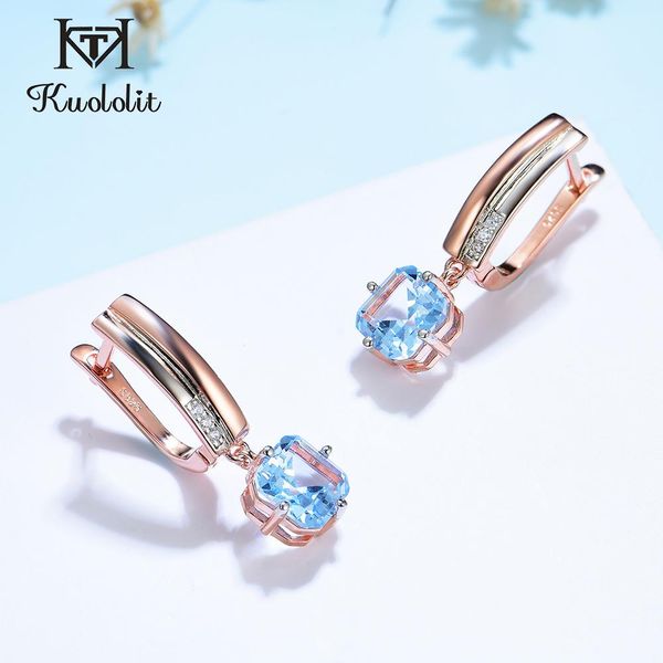 

knot kuololit asscher z gemstone hoop earrings for women solid 925 sterling silver 14k 585 rose gold jewelry for party new 2021
