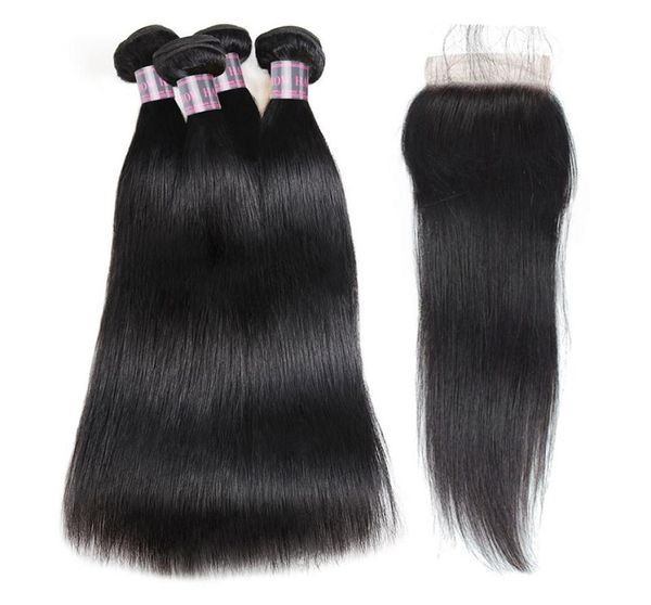 

brazilian deep wave human hair bundles with closure peruvian hair 4 bundles malaysian body wave deep loose hair extensions4407867, Black