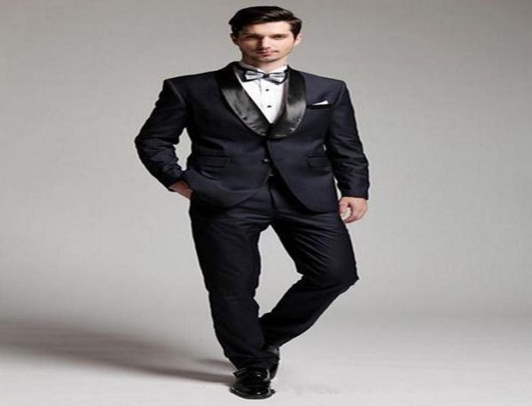 

new stylish design groom tuxedos two buttons navy blue shawl lapel groomsmen man suit mens wedding suits jacketpantstie 77467335, Black;gray