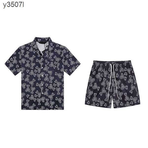 

mens short sets tracksuit shirts and shorts set designer womens bear printed track suit 6sfm, Gray