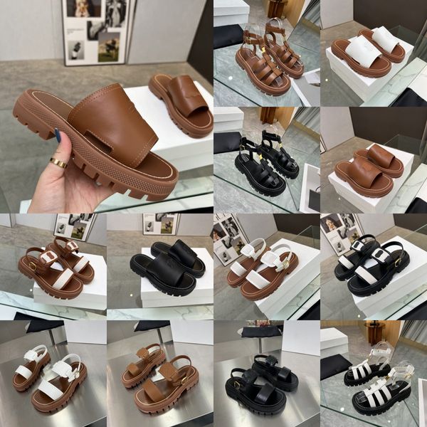 

vintage calfskin triomphe stamped sandals c lins slipper designer womens sandal logo slides thick bottom slingbacks buckle ankle-strap mules, Black