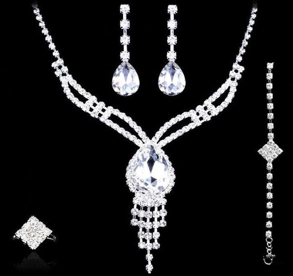 

wedding jewelry sets earrings necklace rings bracelet accessories one set include four pcs luxury fashion new style ht1263744534, White