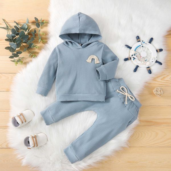 

spring autumn children cotton clothing suit baby boys girls clothes kids sport hoodies pants 2pcs/sets fahion toddler tracksuits qiuv, White