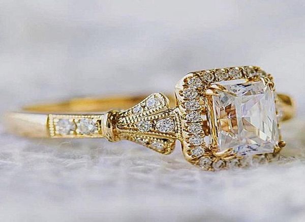 

wedding rings luxury square cz stone female engagement tiny romantic golden lady valentine039s day gift for girlfriend fine rin4005150, Slivery;golden