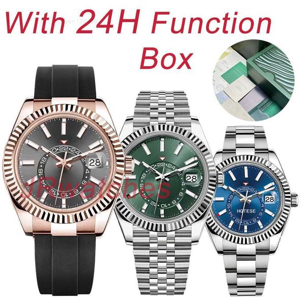 

luxury men sports sky dweller movement watch men multi function gmt dual time zone stainless steel submersible waterproof watch luminous lux, Slivery;black